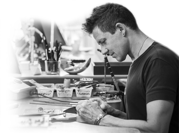 Thor Høy working at the jewellery workbench